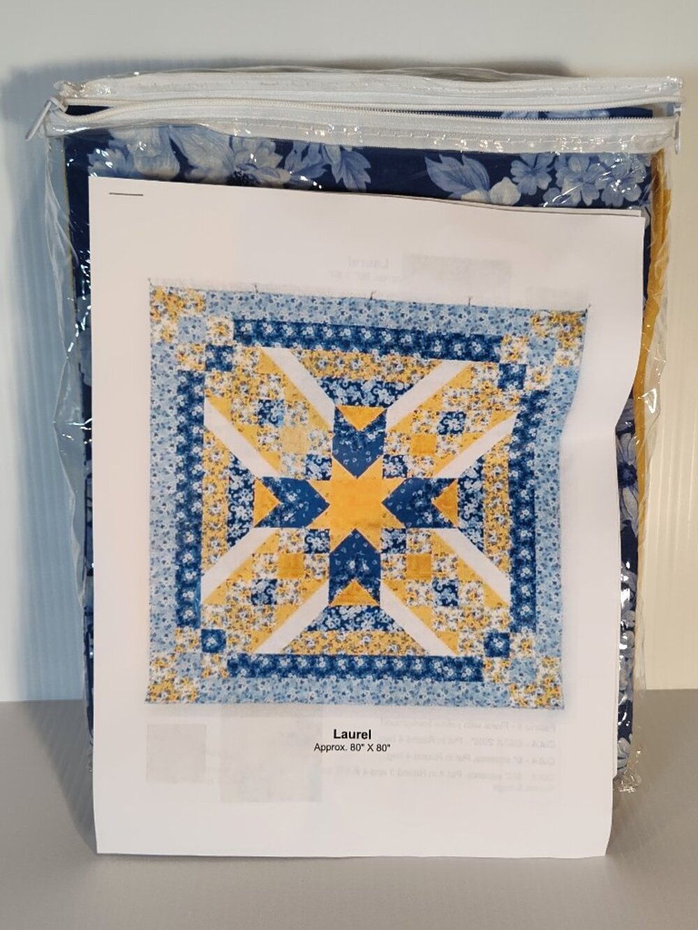 Boundless Fabrics Laurel Quilt Kit Fabric & Pattern 80" x 80” 100% Cotton
